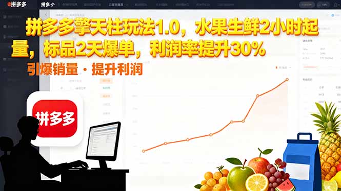 拼多多 擎天柱玩法1.0,水果生鲜2小时起量,标品2天爆单,利润率提升30%-金小桐轻创业平台