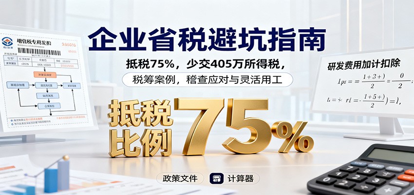企业省税避坑指南：抵税75%，少交405万所得税，税筹案例，稽查应对与灵活用工-金小桐轻创业平台