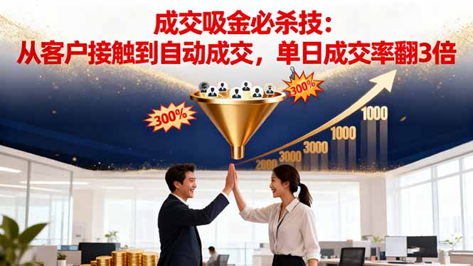 吸金成交营销必杀技:从客户接触到自动成交,单日成交率翻3倍-金小桐轻创业平台