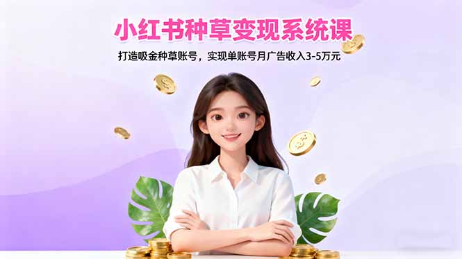 小红书种草变现系统课:打造吸金种草账号,实现单账号月广告收入3-5万元-金小桐轻创业平台