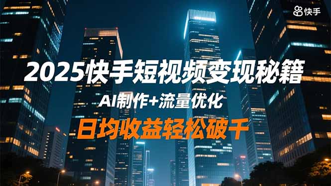 2025快手短视频变现秘籍,AI制作+流量优化,日均收益轻松破千-金小桐轻创业平台
