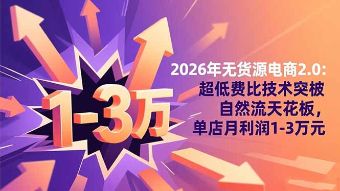 2026年无货源电商2.0:超低费比技术突破自然流天花板,单店月利润1-3万元-金小桐轻创业平台
