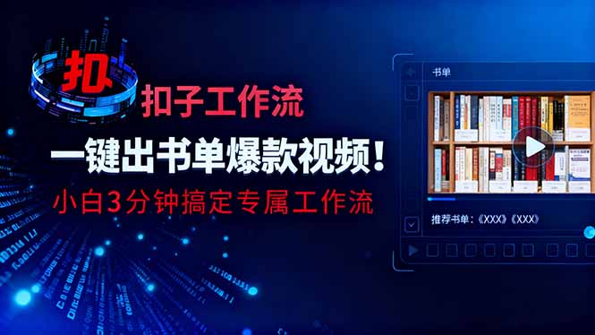利用扣子工作流一键生成书单爆款视频,小白三分钟搞定专属工作流-金小桐轻创业平台