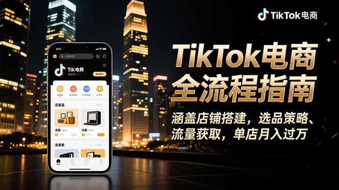 TikTok电商全流程指南,涵盖店铺搭建、选品策略、流量获取,单店月入过万-金小桐轻创业平台