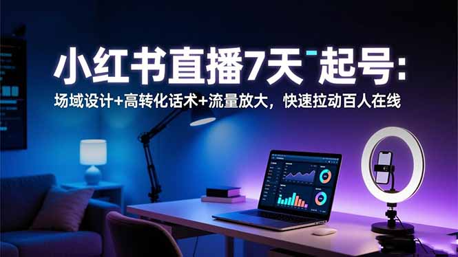 小红书直播7天起号:场域设计+高转化话术+流量放大,快速拉动百人在线-金小桐轻创业平台