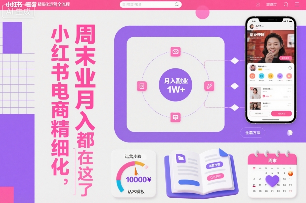 小红书电商精细化运营全流程,周末副业月入1W+,全套方法都在这了-金小桐轻创业平台