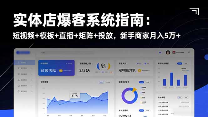 实体店爆客系统指南:短视频+模板+直播+矩阵+投放,新手商家月入5万+-金小桐轻创业平台