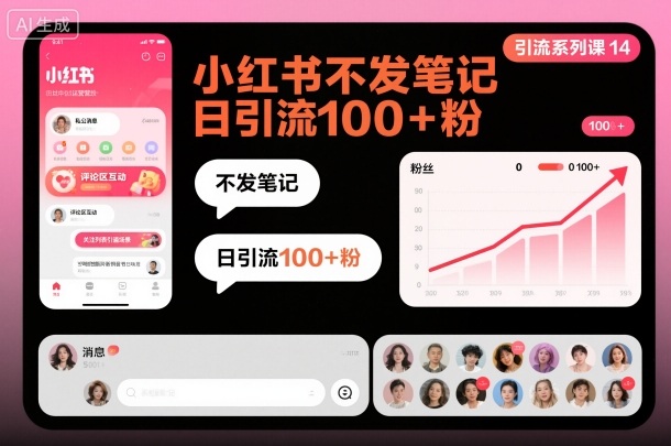 引流系列课14:小红书不发笔记日引流100+粉-金小桐轻创业平台