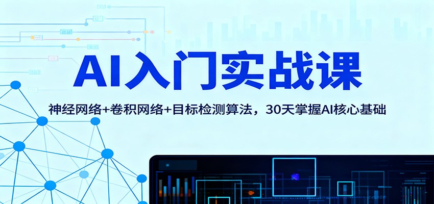 AI入门实战课：神经网络+卷积网络+目标检测算法，30天掌握AI核心基础-金小桐轻创业平台